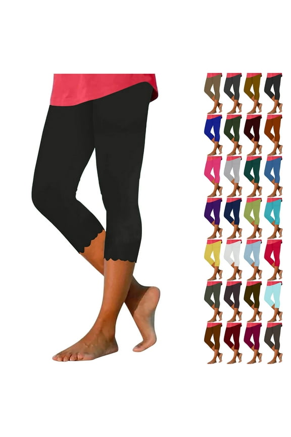 Capri Leggings Women Summer Dressy Cropped Soft Slim High Waist Yoga Pants for Running Cycling Trendy Comfy Stretchy Workout Compression Pants Gray#01 M