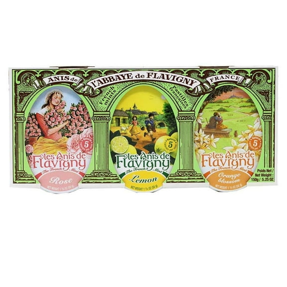 Les Anis de Flavigny Candy Gift Set Collection – Set of 3 Tins (Rose, Lemon, Orange Blossom) – 150g (5.3 oz)