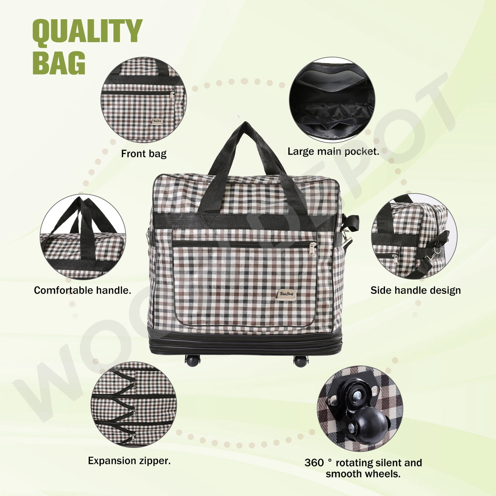 WOOW DEPOT 30in Expandable Suitcase Bag 3 Layer Foldable Rolling Wheeled Luggage Handbag Large for Home Storage Travel Business Moving