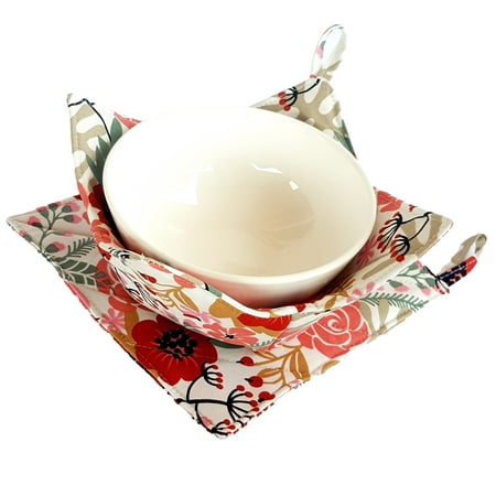 

CUSHYSTORE Bowl Cozy Pot Holder Canvas Holders Heat and Cold Resistant Anti-Scalding Protector (Sweet Exotic Flower) 7.5inchx7.5inchx4inch C48