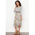 thumbnail image 4 of Grey Floral with Mocha Band Midi Dress, 4 of 5