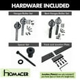 thumbnail image 3 of Homacer Black Rustic Single Track Bypass Sliding Barn Door Hardware Kit, for Two/Double Doors, 18ft Long Flat Track, Spoke Wheel Design Roller, Heavy Duty, for Interior & Exterior Use, 3 of 7