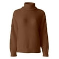 thumbnail image 4 of Arlun Womens Turtleneck Oversized Sweaters Knit Drop Shoulder Long Sleeve Pullovers Loose Fit Comfortable Solid Color Basic Sweater Tops Coffee XXXL, 4 of 4