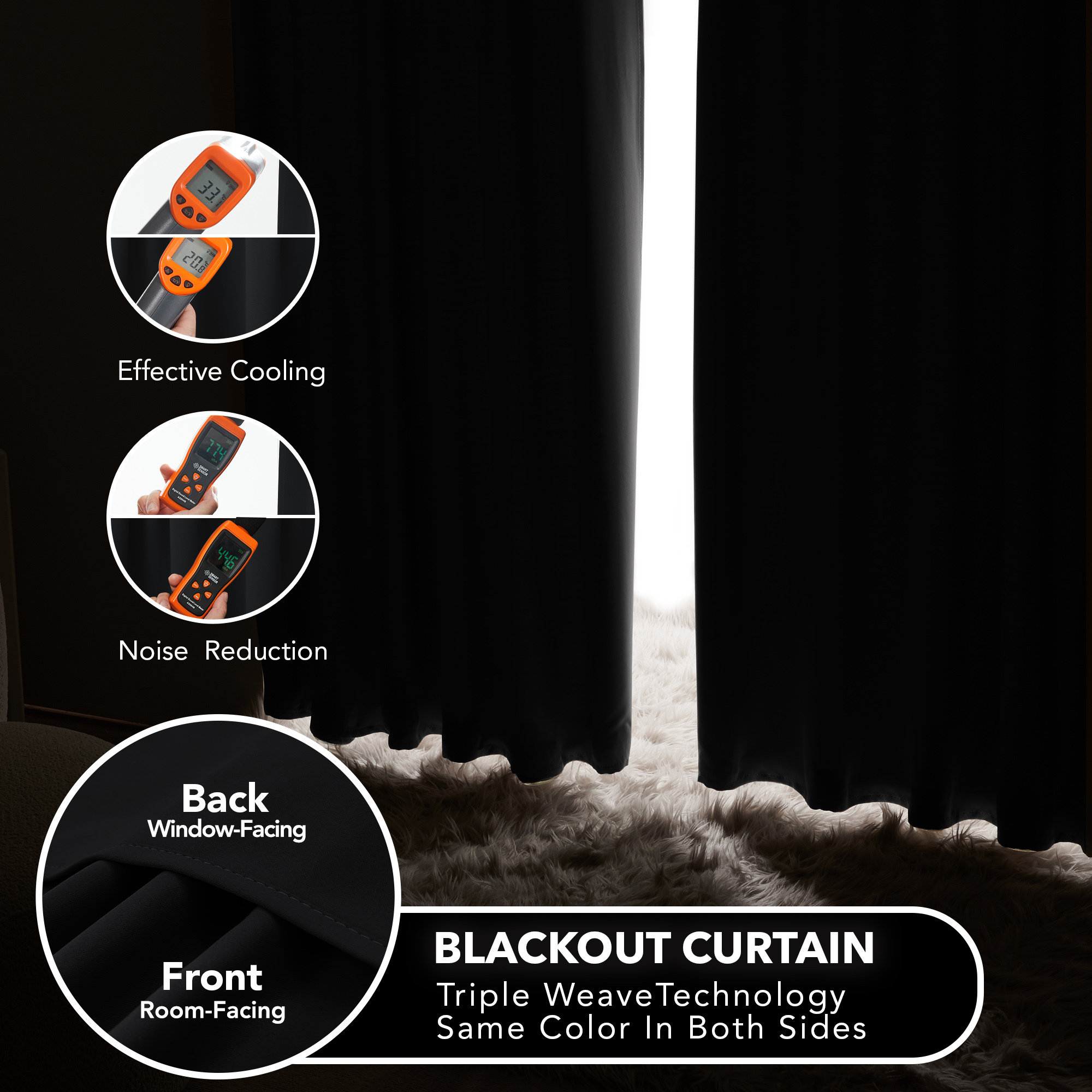 Deconovo Blackout Curtains, Black, 42x63 Inches, 2 Panels photo 2