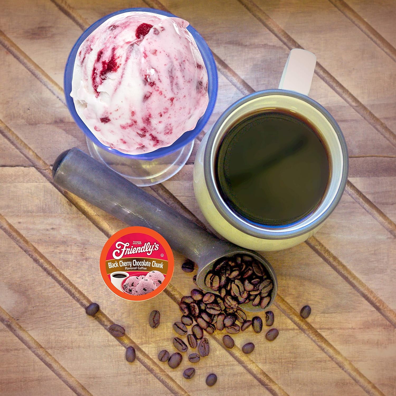 Friendly's Medium Roast Cherry Chocolate FLAVORED Coffee Pods, Keurig K-Cup Compatible, Black Cherry Chocolate, 40 Count