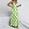 thumbnail image 6 of PNTUTB St. Patrick's Day Women's Fashion Print V Neck Sleeveless Split Hem Casual Loose Comfort Strapless Maxi Dress, 6 of 6