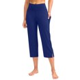 thumbnail image 3 of SEAOPEN Capri Pants for Women Wide Leg Yoga Dress Cropped Pants Capri Leggings with Pockets for Casual Summer Blue,2XL, 3 of 6