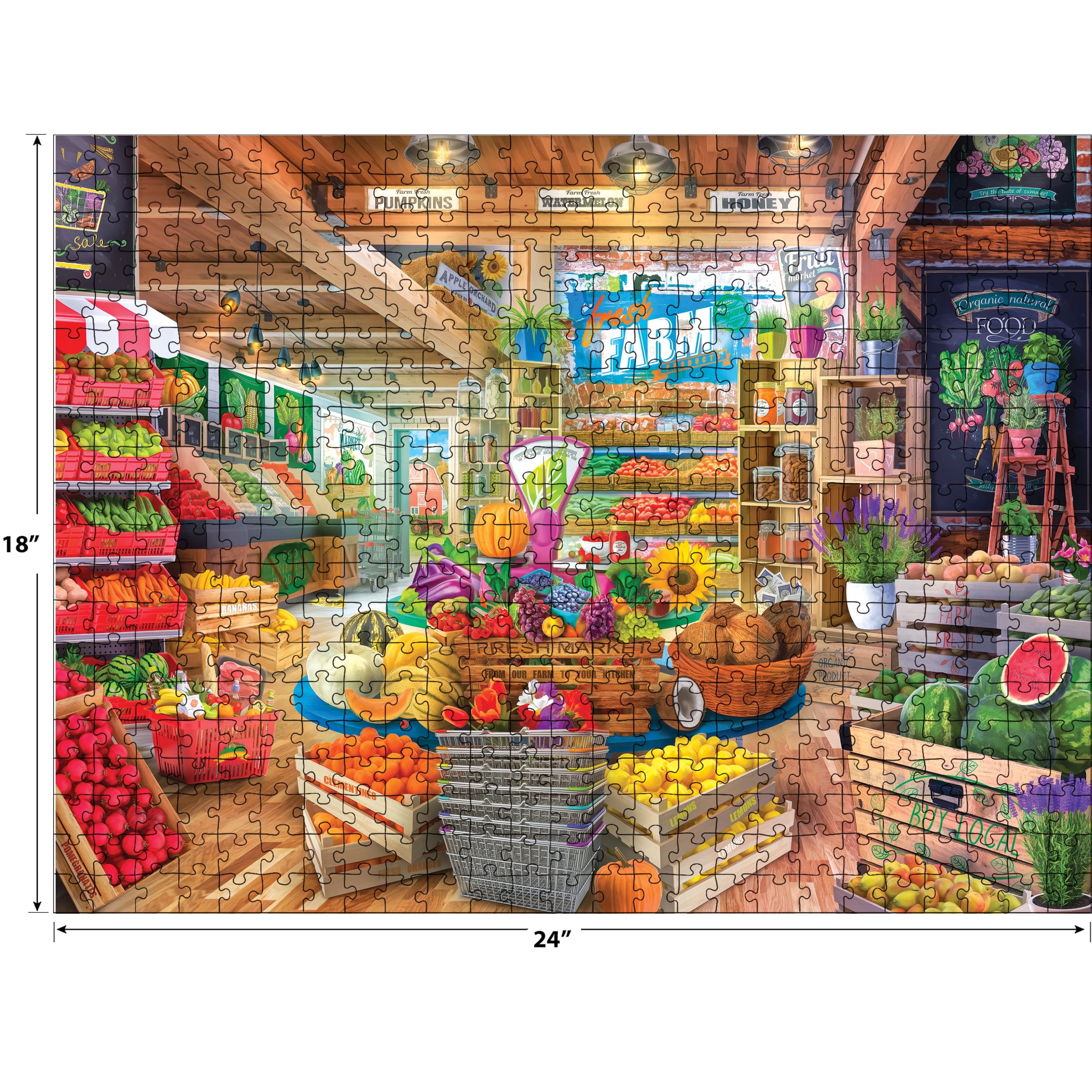RoseArt - Cork 500 pièces -Marché du frais biologique- Puzzle à emboîter pour adultes