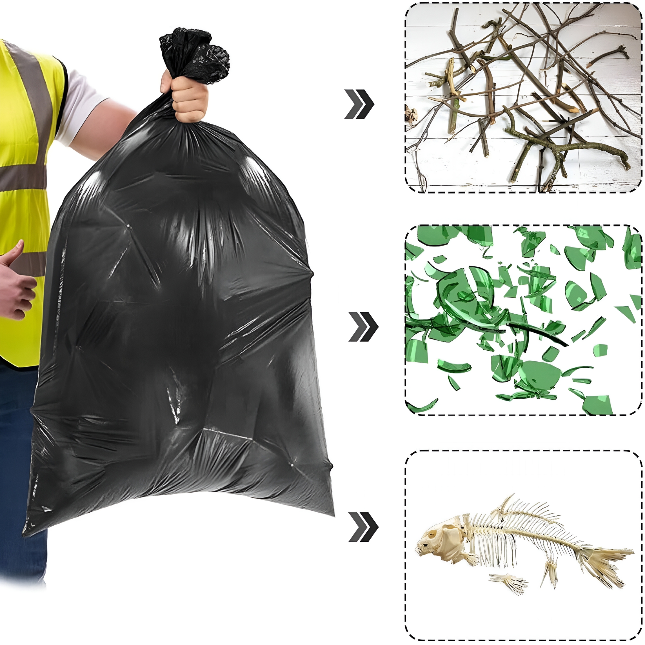 CCOCC 20-25 Gallon 1.2 Mil Trash Bags (100 Count),Heavy Duty Contractors Garbage Bags,Leakproof Design (19x23 Inch),Large Garbage Bags Black,Heavy Duty Garbage