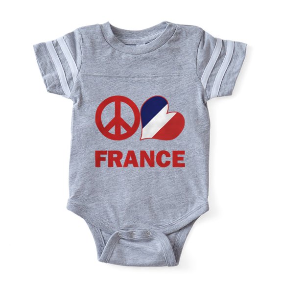 CafePress - Peace Love France - Cute Infant Baby Football Bodysuit