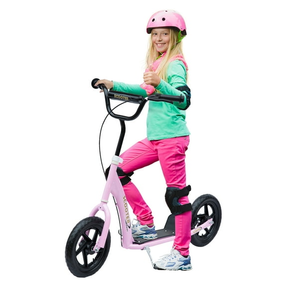Kick Scooter for Kids 5-12 Years Old, Big Wheel Kids Scooter with Adjustable Height Handlebar, Non-slip Footplate, Rear Brake, Pink
