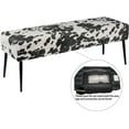 thumbnail image 5 of YEXJ Button-Tufted Ottoman Bench, Upholstered Bedroom Benches Velvet Footrest Stool Accent Bench for Entryway Dining Room Living Room Bedroom End of Bed-Black&cow, 5 of 15