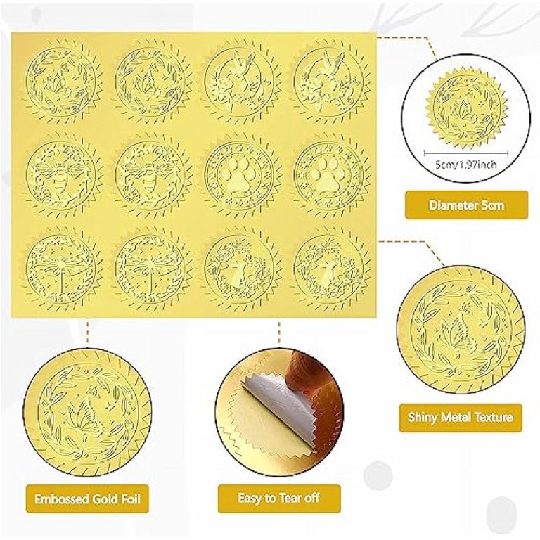40ea. Glossy Gold Foil Embossing Labels Embossing Labels, Embossing