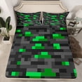thumbnail image 2 of Homewish Black Green Abstract Twin Sheet Sets for Boys, Building Gamers Twin Fitted Sheet, Pixelate Miner Flat Sheet, Microfiber Bedroom Decor, 3-Piece, 2 of 7