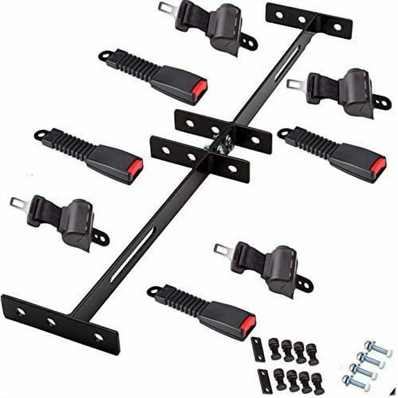 Universal Golf Cart Retractable Seat Belts and Bracket Kit 4 Passenger for ,EZGO Yamaha etc. Golf Cart