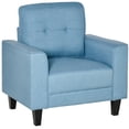 thumbnail image 1 of HOMCOM Button Tufted Armchair Upholstered Accent Chair with Rubberwood Legs, 1 of 10