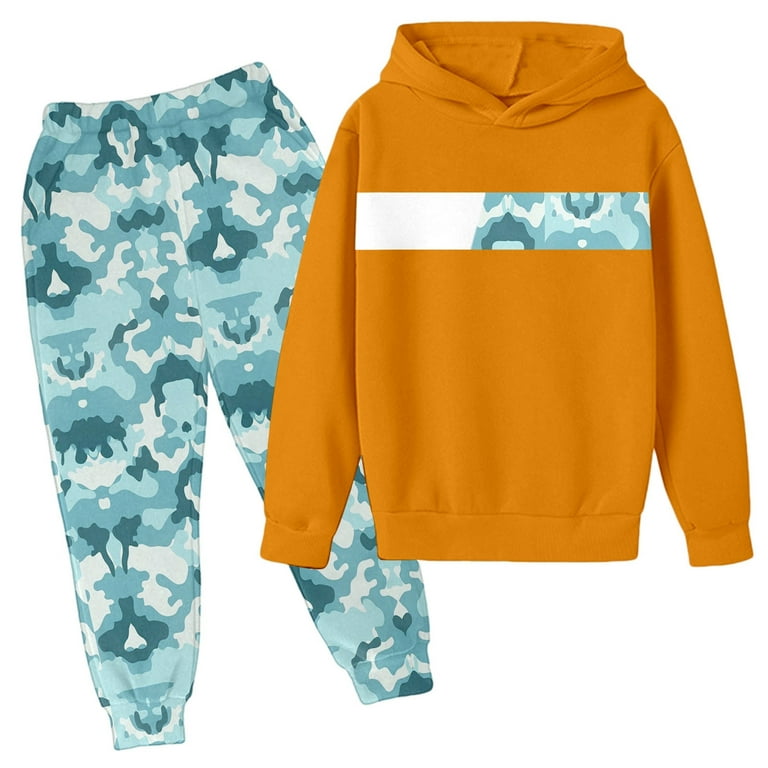 Kiijoy Outfits for Girls Camo Casual Active Hoodie and Jogger