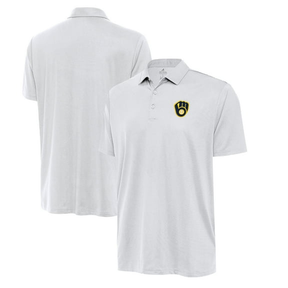 Men's Antigua  White Milwaukee Brewers Eclipse Polo