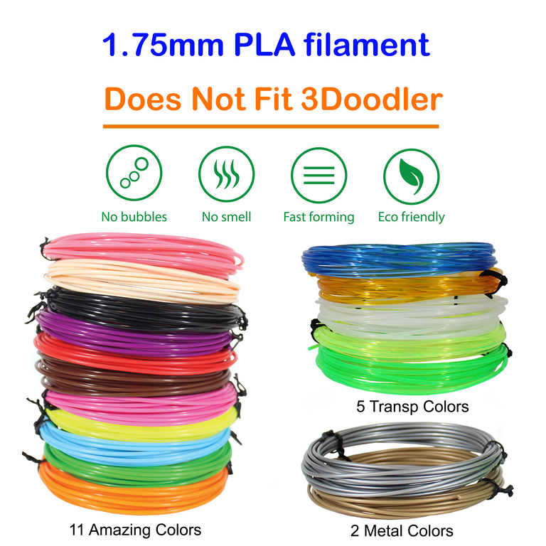 3D Pen PLA Filament Refills, 1.75 mm PLA Filament , 18 Colors 