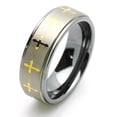 thumbnail image 2 of Tungsten Rings for Men Wedding Bands for Him Womens Wedding Bands for Her 6mm Brushed with Gold Cross, 2 of 7