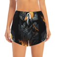 thumbnail image 2 of Balery Full Moon Black Dragon Pantalones cortos deportivos para mujer con forro y dos bolsillos, elásticos, para entrenamiento, gimnasio, yoga-Medium, 2 of 7