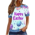 thumbnail image 4 of Odbmxy Womens Plus Size T Shirts Collared Summer Short Sleeve Womens Shirts Vacation Loose Easter Graphic Leisure Blue Tops, 4 of 6
