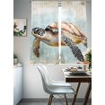 thumbnail image 3 of Ocean Turtle Sheer Curtains 63 Inch Long 2 Panels, Coral Fish Vintage Light Filtering Rod Pocket Curtains, Sheer Voile Drapes for Living Room Bedroom, 52"x63", 3 of 8