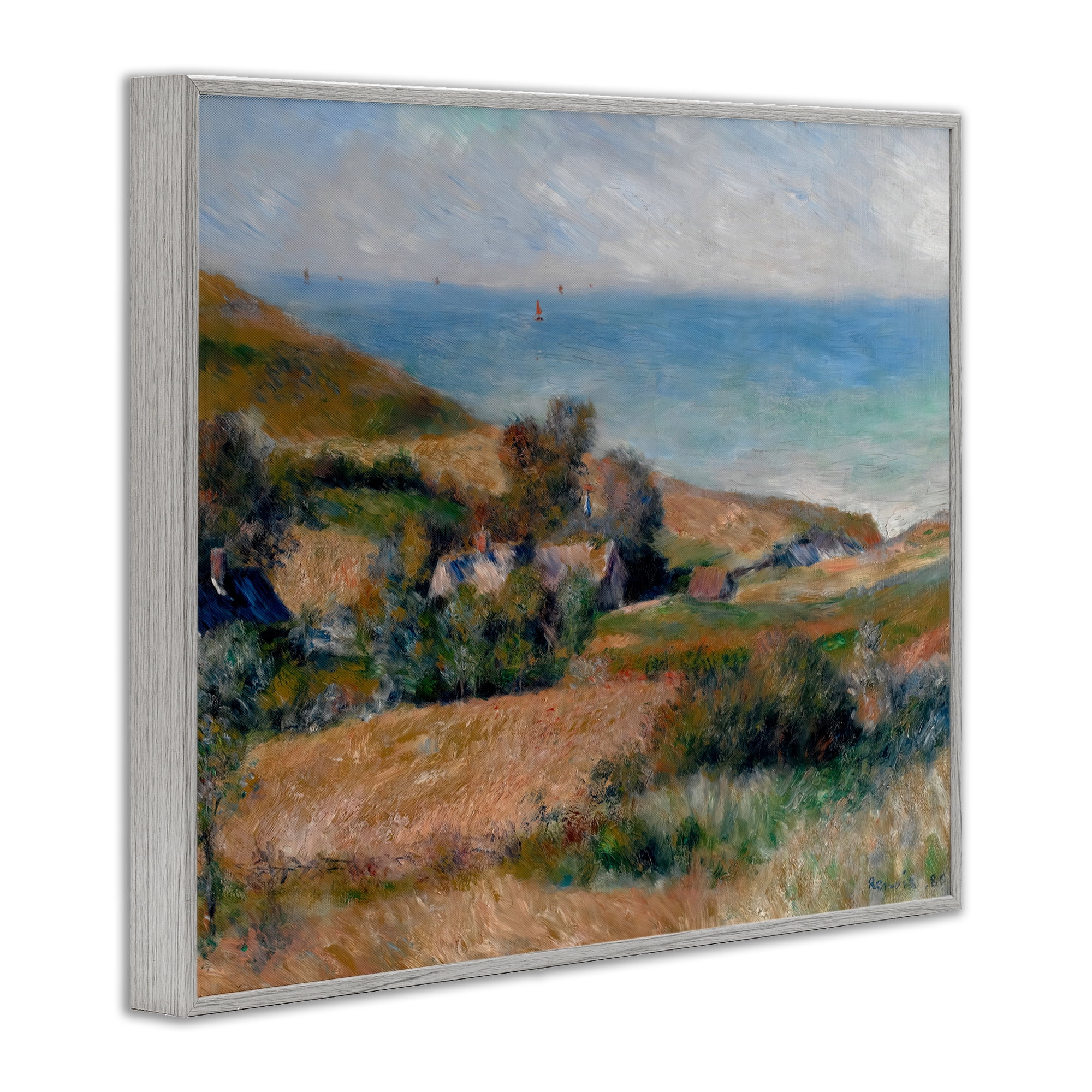 View Of The Seacoast Renoir Gray Framed Giclee Art, design by Pierre-Auguste Renoir