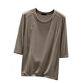 thumbnail image 1 of Timegard Hauts pour Femmes Col Rond Manches 3/4 Blouse Ample Confortable Décontractée Couleur Unie Pyjama Tee Hauts, 1 of 6