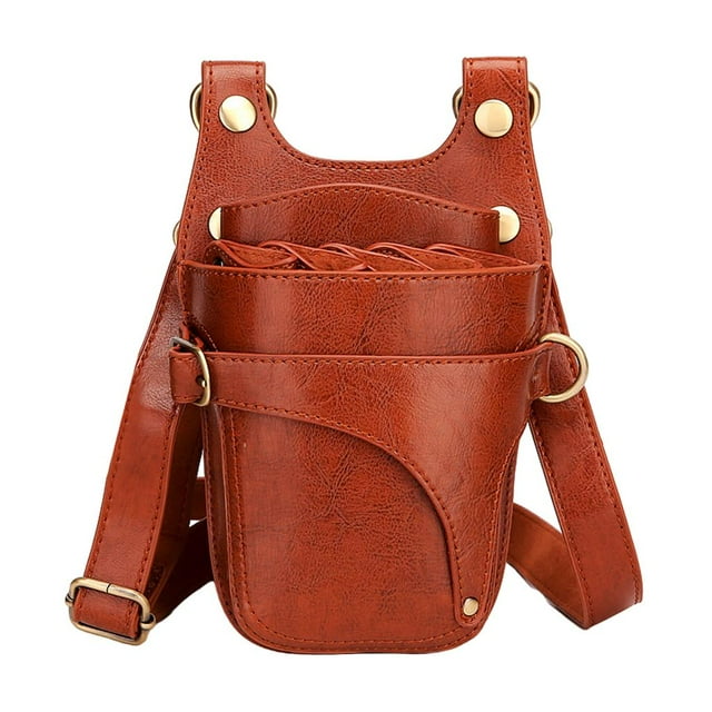 Bolsa para tijeras de peluquería, bolsa para tijeras, bolsa de PU marrón