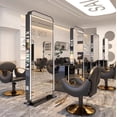 thumbnail image 4 of High end hair salon mirror table, hair cutting mirror, full body illuminated, double-sided floor mirror My Lux Decor Round, 4 of 29