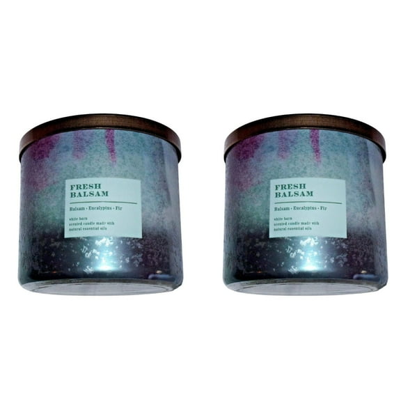Bath and Body Works (2 Pack) Fresh Balsam (White Barn) Scented 3-Wick Candle (14.5 oz / 411 g)
