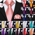 thumbnail image 1 of Solid Silk Mens Tie Hankerchief Cufflinks Set Smooth Plain Necktie For Male Wedding Business Party High Quality Gift, 1 of 5