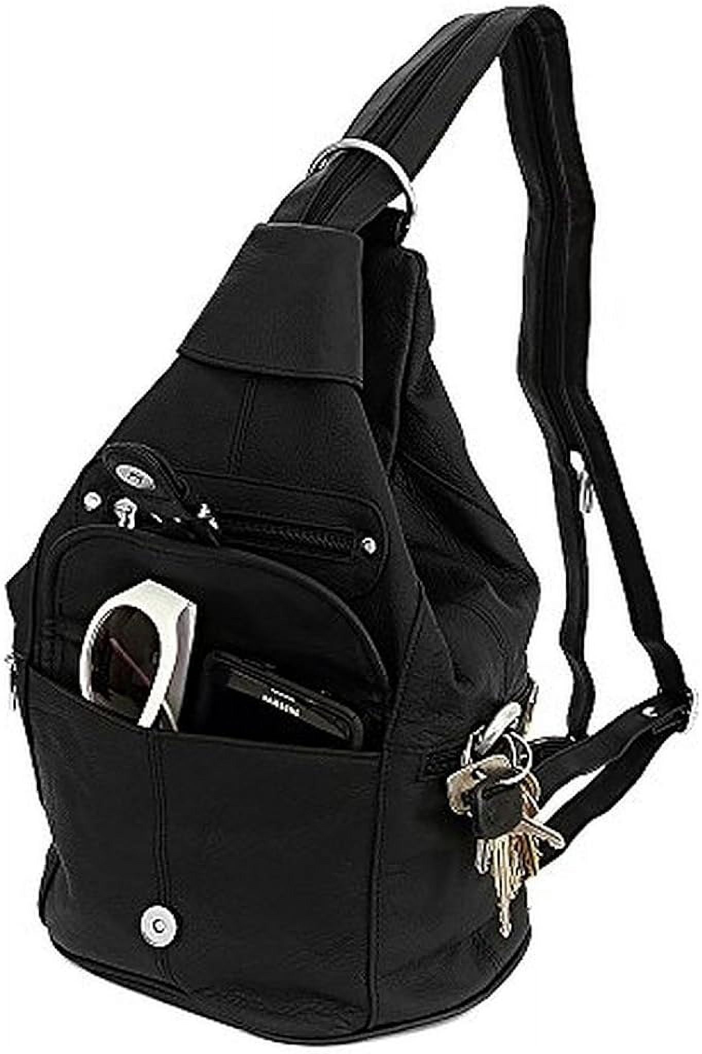 Leather Convertible Sling Backpack Purse 7 Pocket Adjustable Strap Hobo Style Amazon.com: Womens Leather Convertible 7 Pocket Medium Size  main image 4