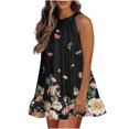 thumbnail image 2 of Vestidos de verano para mujer Tirantes con cordones Ajustar el dobladillo con volantes inferior Sin mangas Vestido de fiesta con lazo Mini vestido Pompotops  qyievc1339, 2 of 8