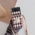thumbnail image 2 of for Samsung Galaxy Z Flip 4 2022 5G Case,Cute Fashion Rhombic Love Card Package Phone Case with Leather Lanyard Luxury Hard PC Bumper Ultra-Thin Flip Protector for Galaxy Z Flip 4 Women Girls, 2 of 14