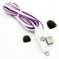 thumbnail image 3 of 2-in-1 Purple 6ft Long USB Cable Rapid Charger Sync Wire Flat Data Transfer Power Cord Compatible With iPhone XS Max XR X SE 8 PLUS 7 Plus 6S Plus 6 Plus 5S 5C 5, iPad 9.7 4 R4G, 3 of 6