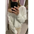 thumbnail image 2 of Elezay Women's Pullover Sweater V-Neck Loose Fit Cotton Shirts Knit Long Sleeve Tops White L, 2 of 3