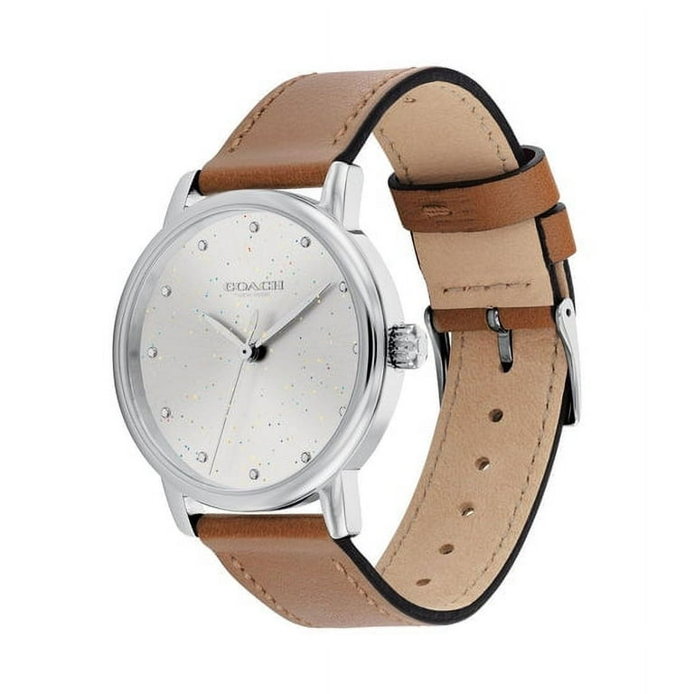 Coach 14503845 Grand Collection Silver Dial Brown Leather Strap  