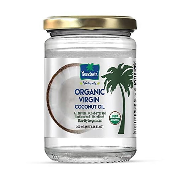 Parachute Naturalz Extra Virgin Coconut Oil | 100% Organic Cooking Oil, Hair Oil and Skin Oil | Cold Pressed | USDA Certified |6.8 Fl. Oz.