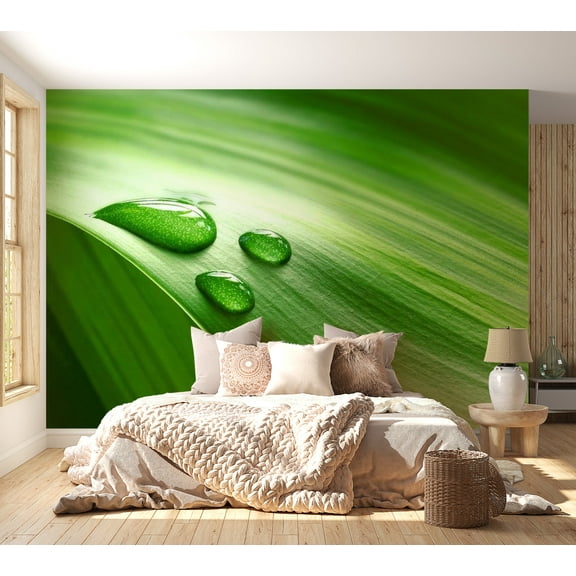 Tiptophomedecor Abstract Wallpaper Wall Mural - Leaf And Three Drops Of Water