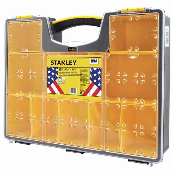 Organizador Stanley negro/amarillo de 42 cm con 10 compartimentos