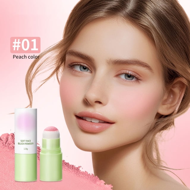 Soft Blusher Stick With Soft Sponge Head Natural Look Precise Coloring Easy Application, Makeup White Blusher