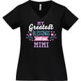 thumbnail image 3 of Inktastic My Greatest Blessings Call Me Mimi with Flowers Women's Plus Size V-Neck T-Shirt, 3 of 5