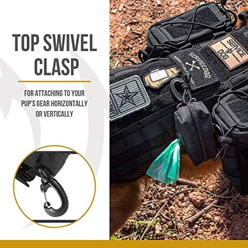 Doggy Poop Bag Holder Zipper Dog Waste Bag Pouch Leash Attachment for Walking Training Running Hiking Black
