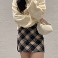 thumbnail image 2 of Women's Tennis Skirts Summer Women Style Autumn Winter High Waisted Plaid Woolen A Line Skirt Black M, 2 of 6