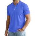 thumbnail image 2 of Mens Classic Short Sleeve Polo Shirts Cotton Blend with Front Pocket,Business Casual Golf Tops for Work Royal Blue L, 2 of 6