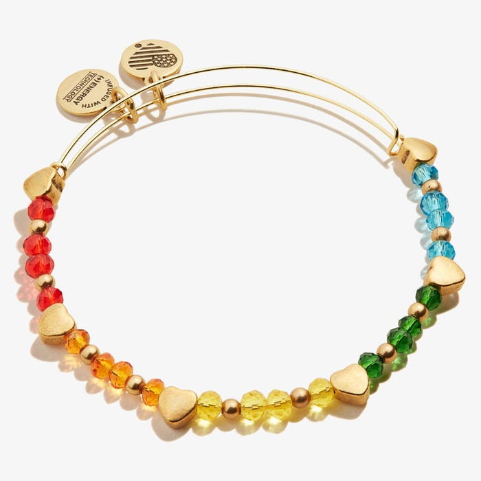 Rainbow Hearts Gold Bead Bracelet