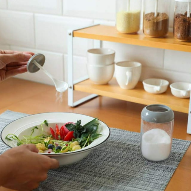 Oleegame 1PC Spice Dispenser Mini Containers Plastic Kitchen PP Condiment Containers With Lids Jars Seasonings Container Set For Storage Gray