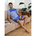 thumbnail image 5 of Men's Short Sleeve Pajama Sets 2 Pieces Men Cotton Pajamas Sets with Shorts Men Summer Sleepwear Set with Pockets, S-XXL, 5 of 11
